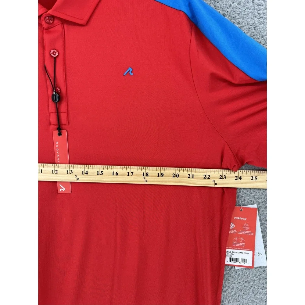 NEW Redvanly Men's Size XL Rio Red Blue Golf Polo Shirt Stretch